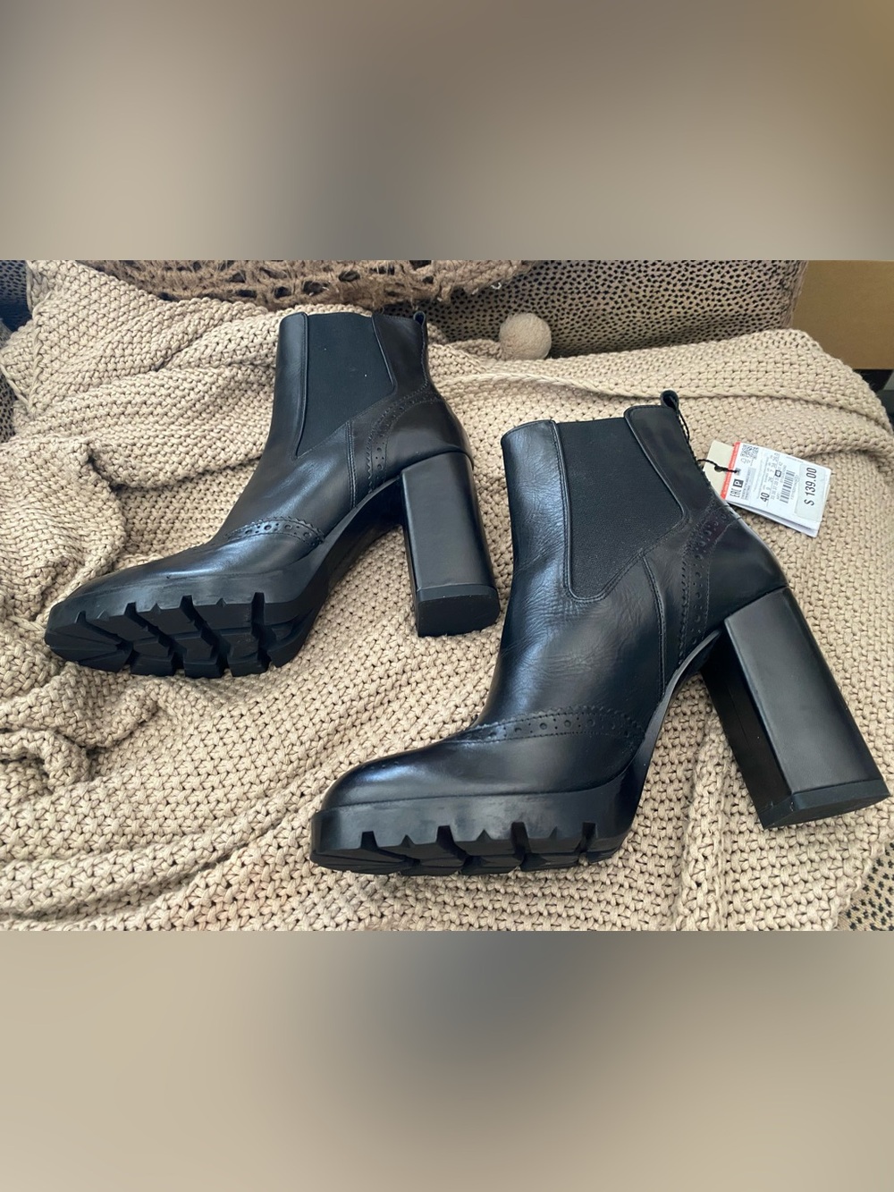 Zara leather Oxford booties boots 40 9 NEW NWT